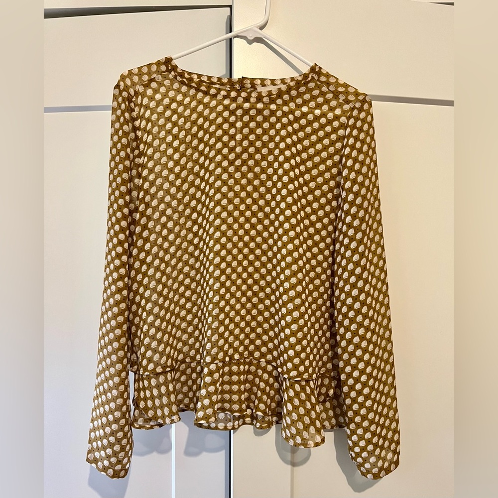 LOFT Brown Floral Blouse, Small